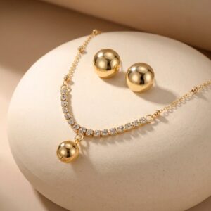 Golden Radiance Crystal Necklace Set