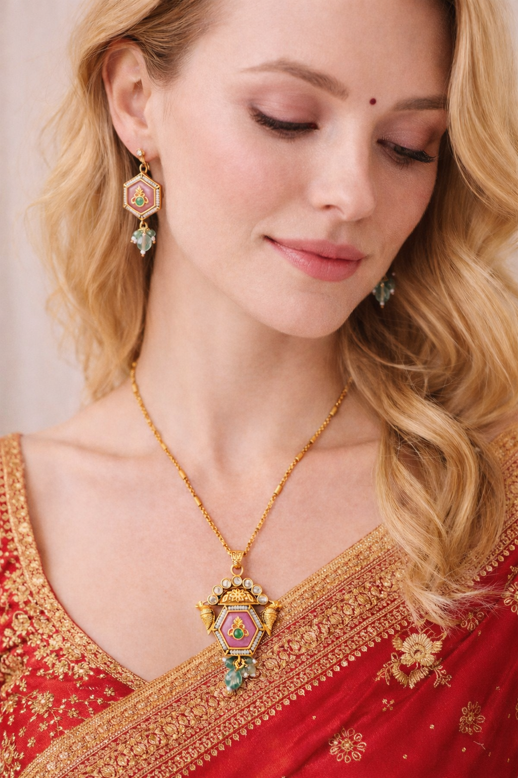 file_0000000003d872069ebeecbaa596fa2c Antique pearl pendant set with matte gold plating - Image 2