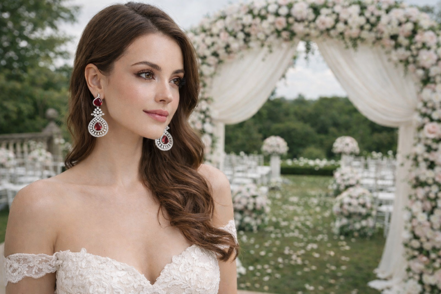 file_0000000025c872088a333196255fc25a Cubic Zirconia Royal Ruby Earrings with Rhodium Plating - Image 3