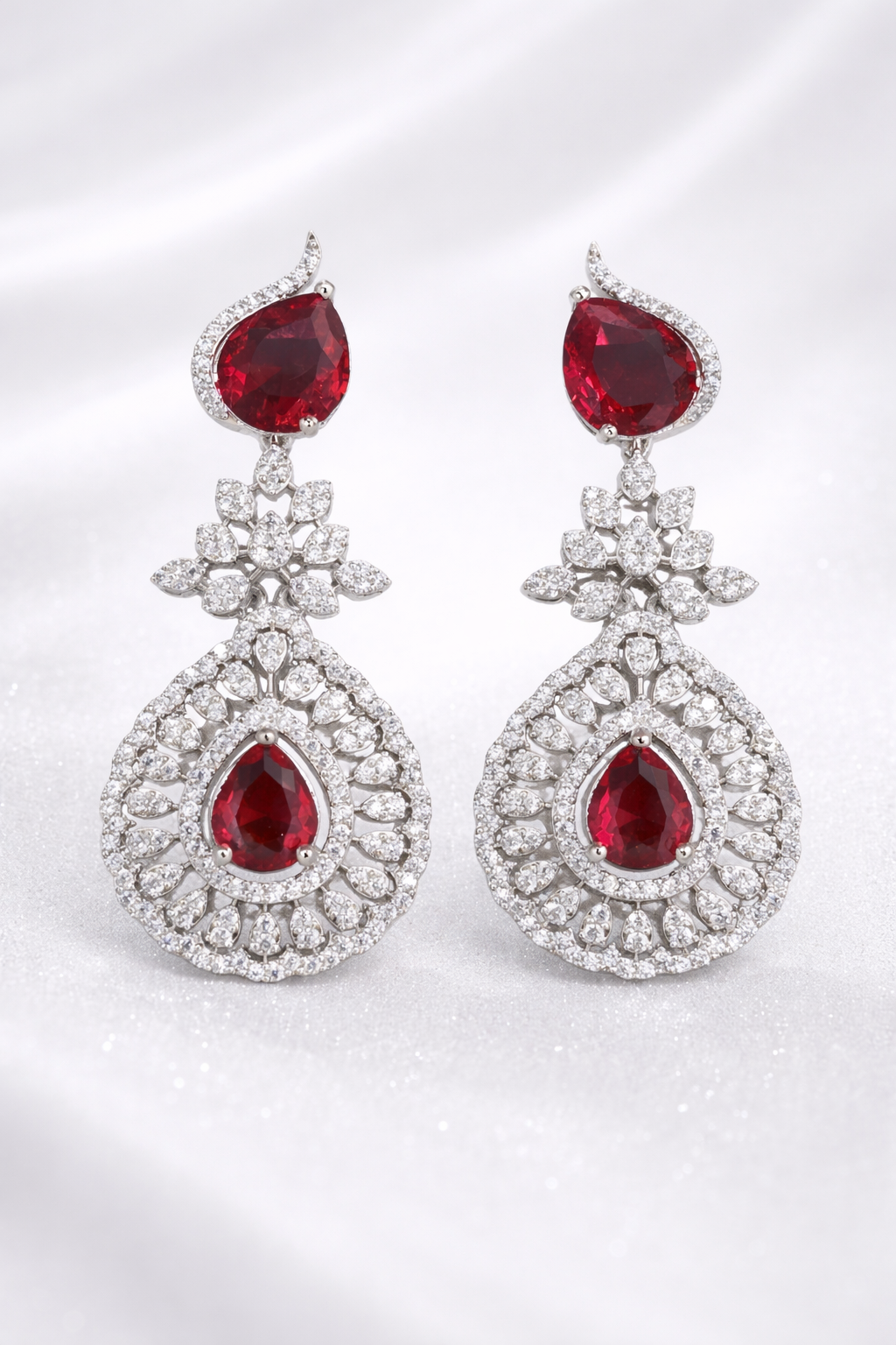 file_0000000036c47208a0349c2551c492cf Cubic Zirconia Royal Ruby Earrings with Rhodium Plating - Image 4