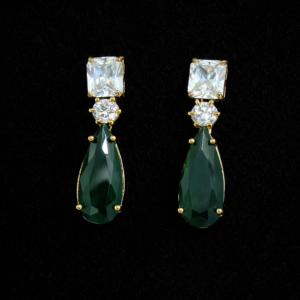 Emerald elegance drop earrings with gold plating