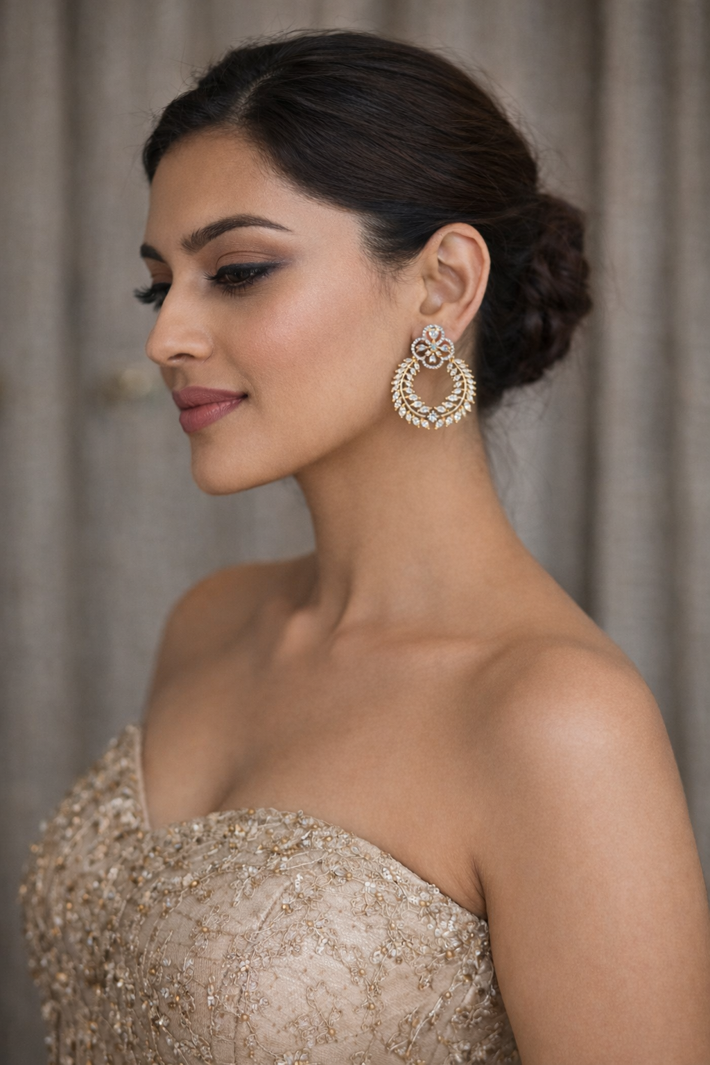 file_000000004c487208b6118ca8de9f987a American diamond classic earring with gold plating - Image 2