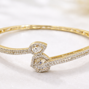 cubic zirconia openable kada with 2tone plating