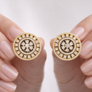 Golden halo spark studs with gold plating