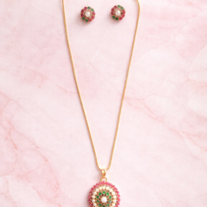 American diamond classic pendant set with gold plating