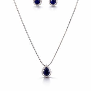 American diamond classic pendant set with rhodium plating