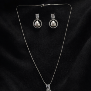 Cz Classic pendant set with Rhodium plating