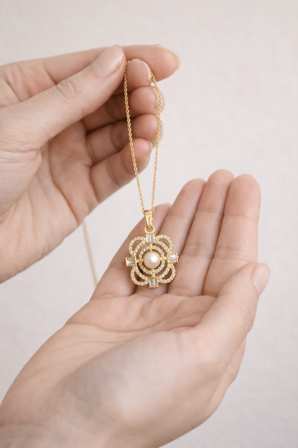 pearl cubic zirconia gold plated pendant with earrings pearl cubic zirconia gold plated pendant with earrings