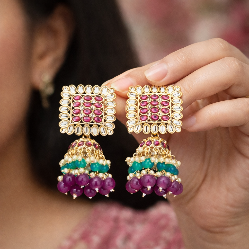 rani kundan square jhumka rani kundan square jhumka