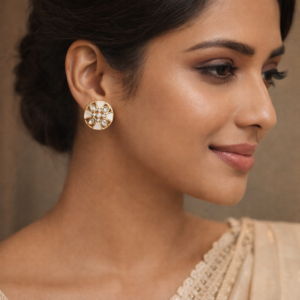 royal petal kundan studs with gold plating