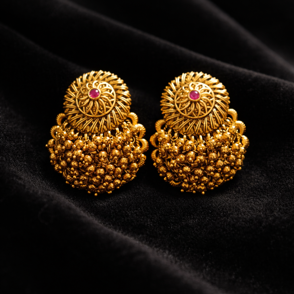 royal sunburst jhumka earrings royal sunburst jhumka earrings