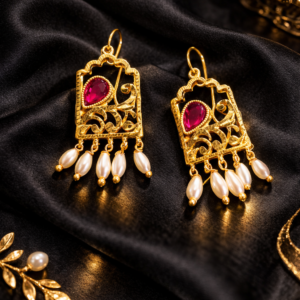 ruby pearl kundan grace earrings