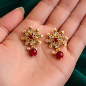 maharani ruby drop earrings with pearl moti