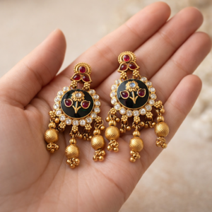 Royal ruby temple earrings