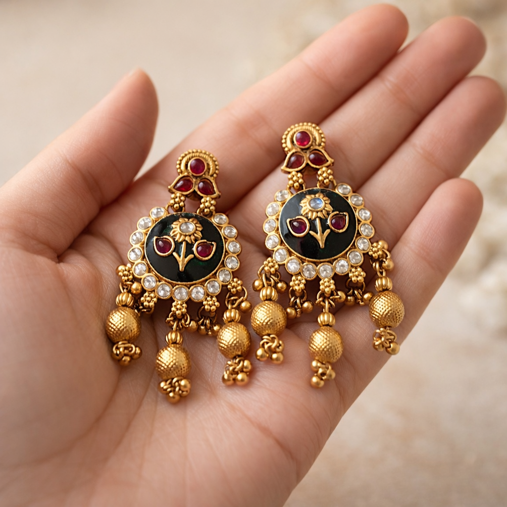 Royal ruby temple earrings