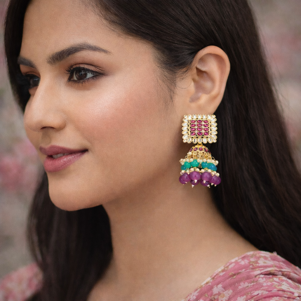 rani kundan square jhumka rani kundan square jhumka