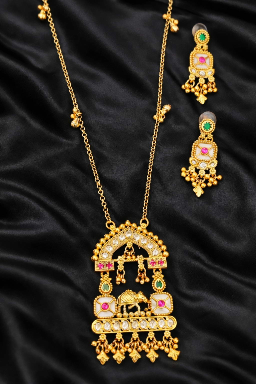 rajwadi elephant design pendant with earrings rajwadi elephant design pendant with earrings