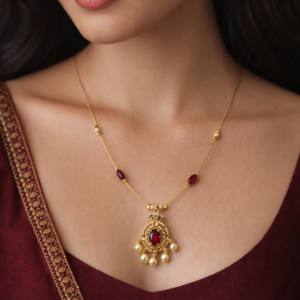 pearl ruby pendant set with gold plating