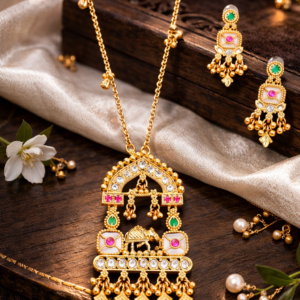 rajwadi elephant design pendant with earrings
