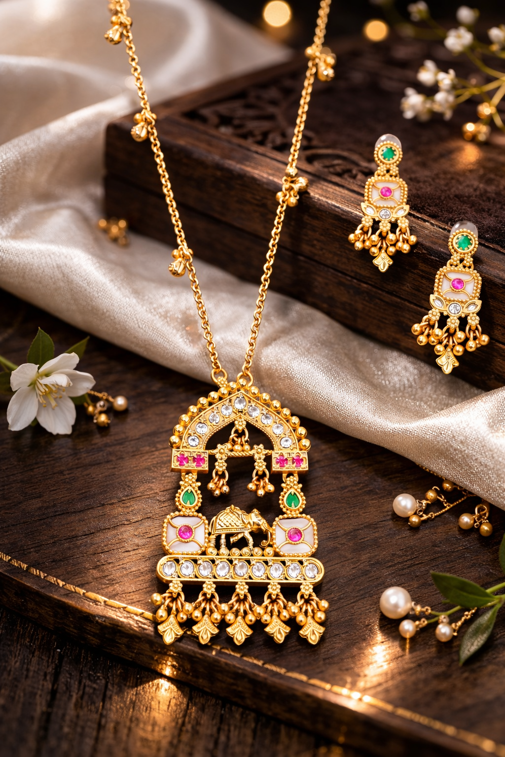 rajwadi elephant design pendant with earrings rajwadi elephant design pendant with earrings
