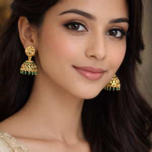 emerald grace gold plated jhumkas