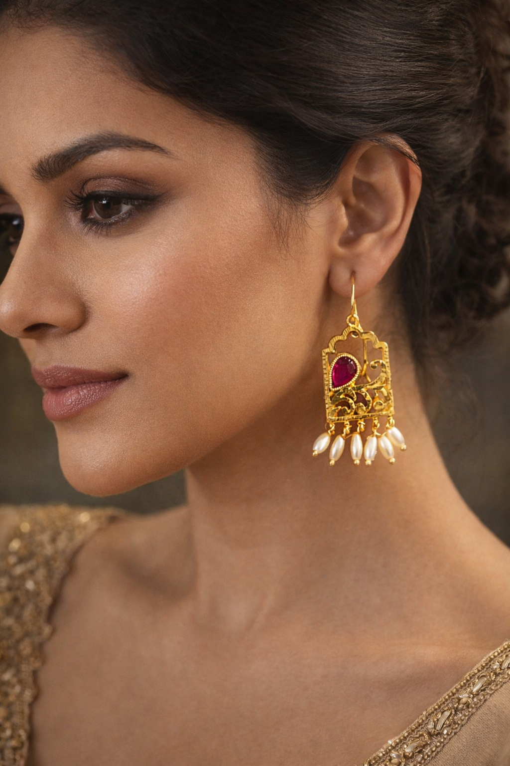 ruby pearl kundan grace earrings ruby pearl kundan grace earrings