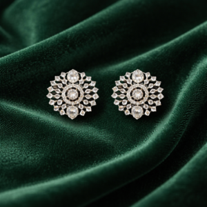 american diamond rhodium plated earrings