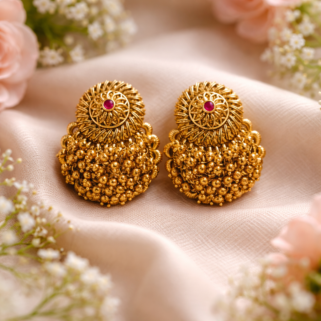 royal sunburst jhumka earrings royal sunburst jhumka earrings