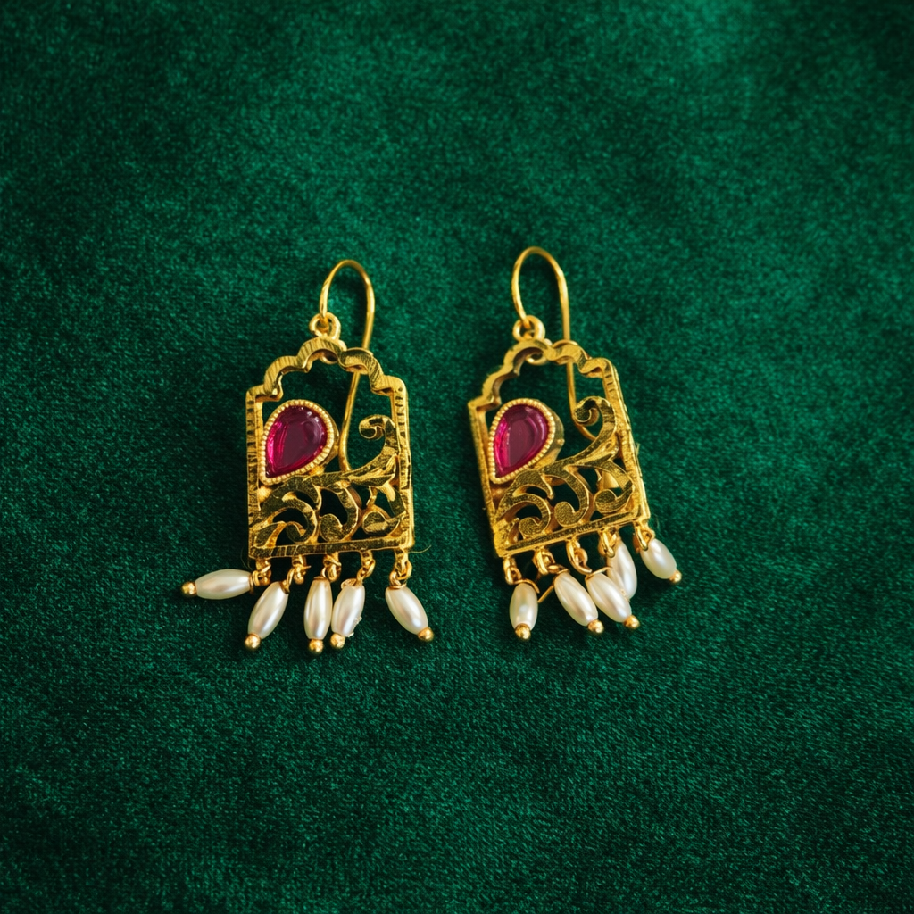 ruby pearl kundan grace earrings ruby pearl kundan grace earrings