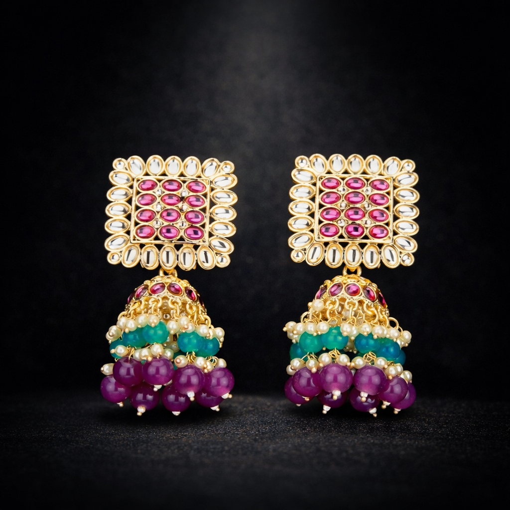 rani kundan square jhumka rani kundan square jhumka