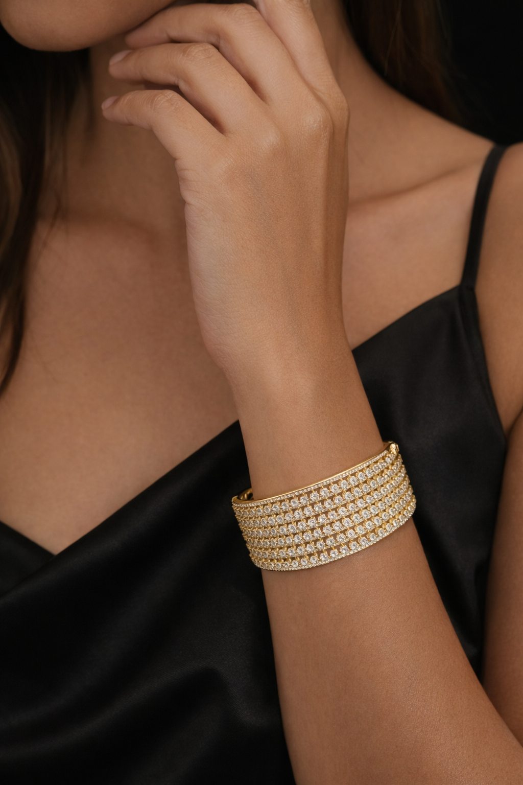 american diamond bracelet with gold plating american diamond bracelet with gold plating