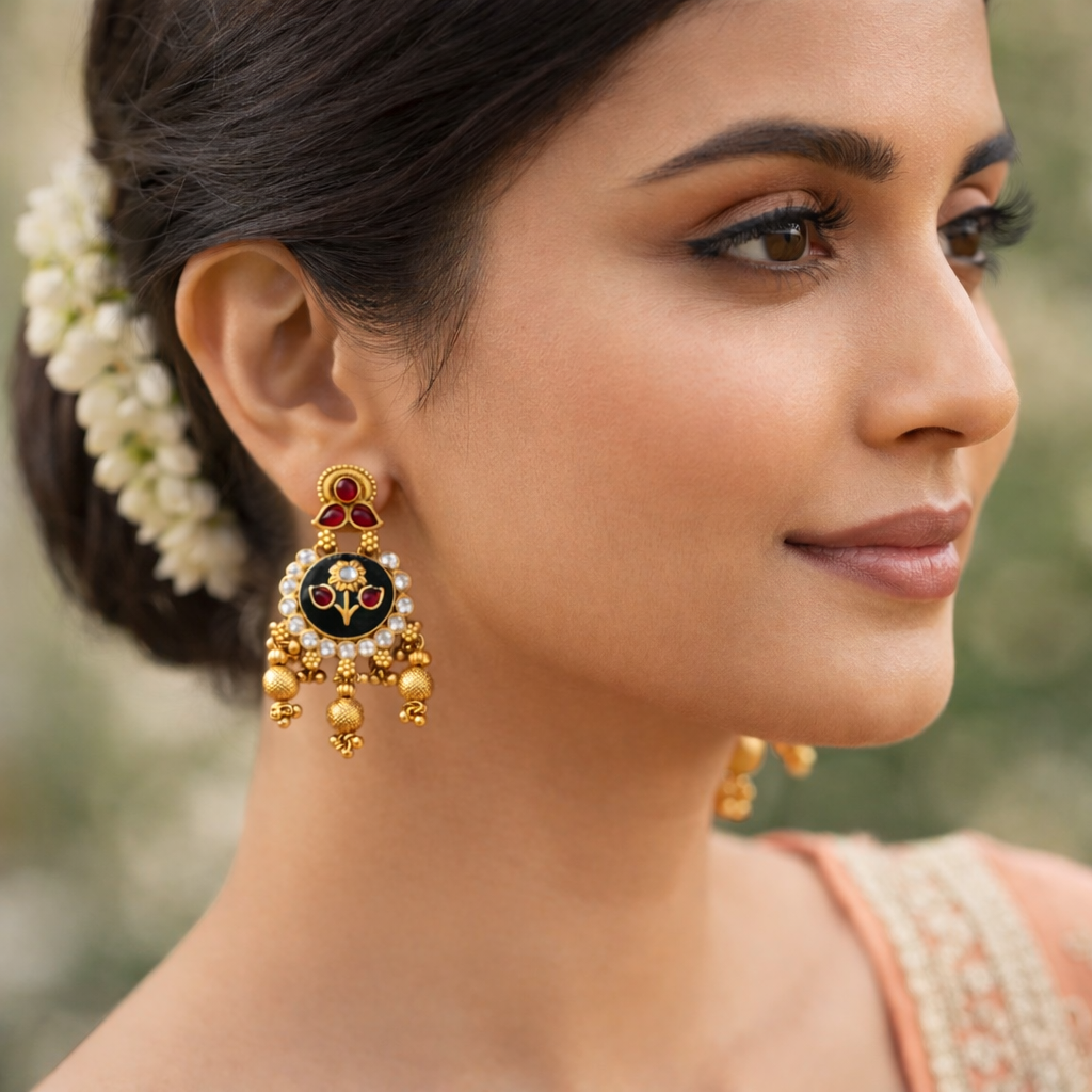 Royal ruby temple earrings - Image 2