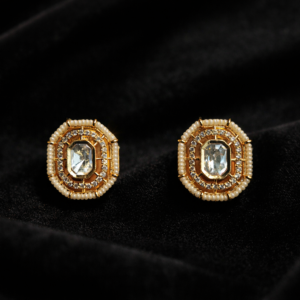 royal aura gold plated crystal studs