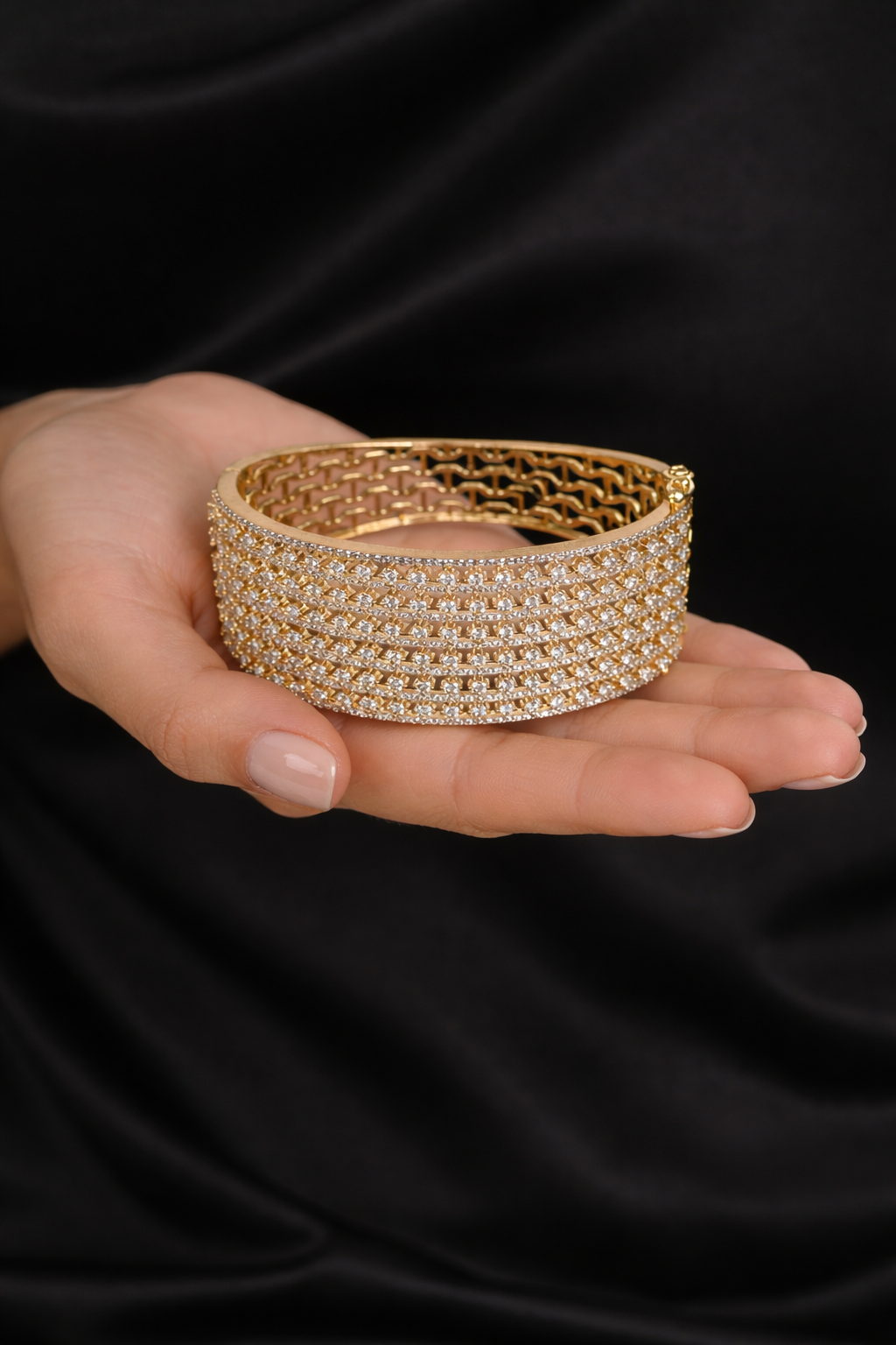american diamond bracelet with gold plating american diamond bracelet with gold plating