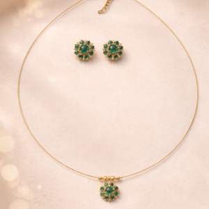 emerald bloom grace necklace with gold plating
